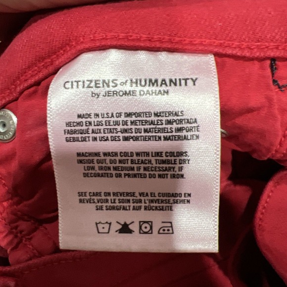 Citizens Of Humanity Jeans Women 26 Red Denim Rocket Crop High Rise Skinny - Picture 14 of 16